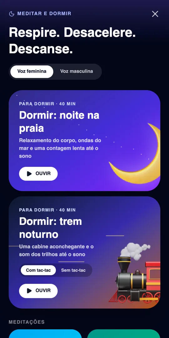 Tela Meditar e dormir